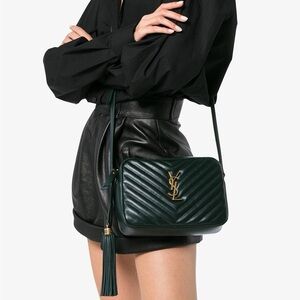 YSL Saint Laurent Lou Camera Bag in Quilted Leather - Vert Fonce